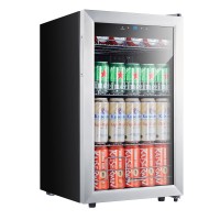 Kalamera Mini Beverage Refrigerator Freestanding- 102 Cans Capacity Beverage Cooler- for Soda, Water, Beer or Wine - For Kitchen or Bar with Whit Interior Light.